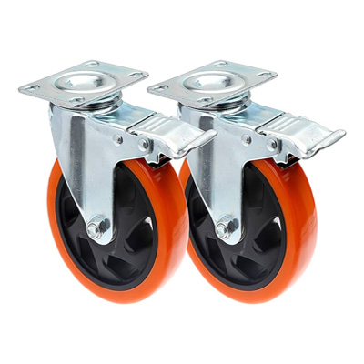 CASTER WHEEL ORANGE 2.5'' SWIVEL WITH BREAK